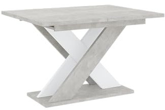 PROROOM FURNITURE - Xara Table - Esstisch - Rechteckig - 120x90x75 cm - Ausziehbar auf 160 cm - Säulentisch - mit X-Gestell - Modern - für Esszimmer, Küche, Wohnzimmer, Salon - Weiß