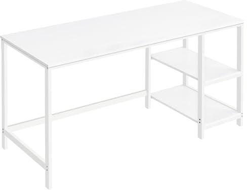 VASAGLE Computer Desk, Office Desk, 140 x 60 x 76 cm, Modern Style, for Study, Bedroom, Living Room, Maple White LWD055W01