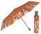 PERLETTI Brauner Regenschirm Automatik für Frauen - Taschenschirm Taschenregenschirm Kompakt Mini Leicht Winddicht - Regen Schirm Klein für Reisen - Durchmesser 96 cm (Braun mit Hundchen)