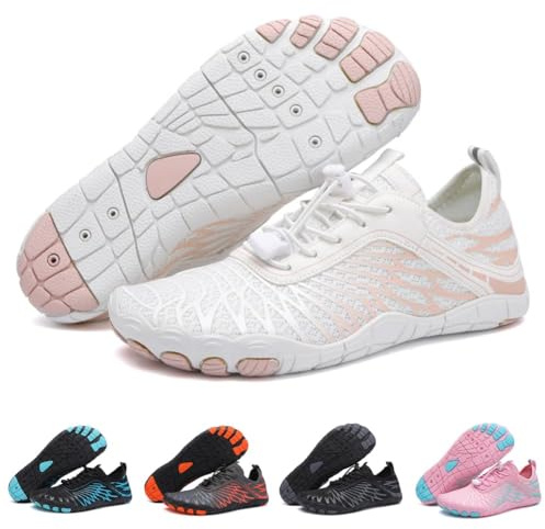 ELETON Barefoot Shoes Women Men,Wide Toe Hiking Barefoot Womens Footwear, Non-Slip Water Shoes Running Shoes Boots Sneakers Unisex White