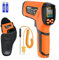 Infrarot Thermometer MESTEK -40°C bis 1600℃ Hochtemperatur Digital Laser Temperaturmessgerät mit K-Sonde IR Pyrometer Berührungslos LCD Alarm Einstellbarer Emissionsgrad für Küche Industrie