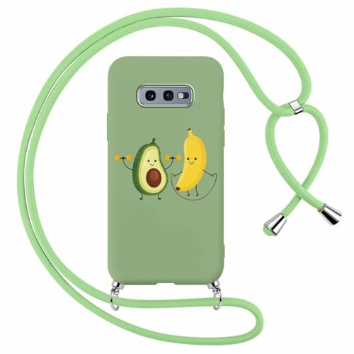 Foonary Handykette Hülle mit Band für Samsung Galaxy S20 FE / S20 Lite 6,5 Handyhülle, Aesthetic Design Kette Necklace Case mit Kordel zum Umhängen Silikon Schutzhülle Cover Schnur, Avocado