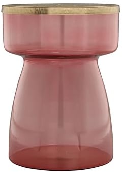 Qiyano Glamouröser Beistelltisch Tepura Rosa - Mundgeblasenes Glas, Goldener Metallplatte - Vielseitig & Stilvoll., Wohnzimmer, Bar Lounge Sofa