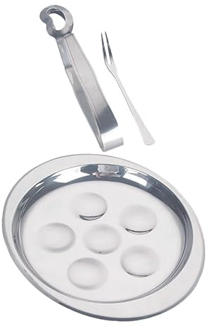 TOPBATHY Ensemble Plat à Escargots Assiette 6 Trous En Acier Inoxydable, Pinces Et Fourchettes, Ustensiles Cuisine Pour Cuisson Au Four, Adapté Restaurant Et Barbecue, Lot De 3 Set De Pièces