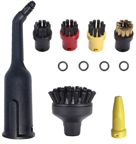 NIYATA Kit d'accessoires pour nettoyeur vapeur Kärcher SC1, SC2, SC3, SC4, SC5, 3 brosses rondes, 1 brosse ronde en cuivre, 1 grande brosse ronde, 1 grande brosse ronde, 1 buse, 1 buse étendue