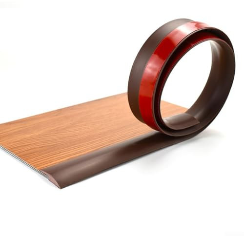 2M Laminate Floor Transition Strip, Flat Door Threshold Strip, Carpet Edge Strip Trim Tape Door Floor Divider Strip For Wood Laminate Joint Gap(Dark brown)