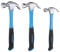 sourcing map 3 Pcs Claw Hammer Set (9 Oz, 18 Oz, 26 Oz) Forged Steel Straight Rip Claw Nail Hammer with Fiberglass Handle Framing Hammer for Repairing Woodworking DIY (Blue)