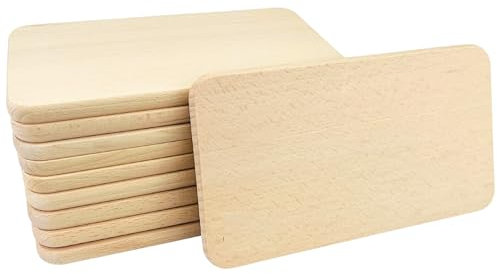 DwieDeko® 10er Set Holz Brettchen zum Lasern, gravieren und Brandmalerei | Buchenholz unbehandelt - Küchenutensilien, Holzbrett, Brotschneidebrett, Frühstücksbrettchen, Holzbrettchen, Schneidebrett