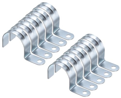 sourcing map 10pcs Conduit Clamp, EMT One-Hole Strap, U Tube Pipe Clamp, 50mm 2-Inch Pipe Dia, 8mm 5/16 Inch Hole Dia Rigid Pipe Strap, U Shaped Bracket for Tube Hose Wire Cord Fixing