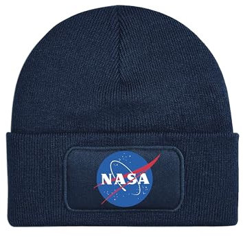 NIMAMA Mütze Beanie NASA Wintermütze Statement Spruch Print Geschenk Unisex Strickmütze für Herren & Damen - Navyblau