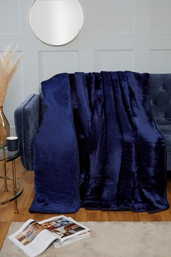 Rapport Home Luxury Dyed Mink Throw Blanket (200 x 240 cm) Navy