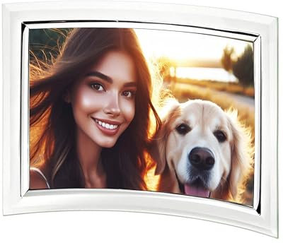 CAPESTORE Gebogener Bilderrahmen für Fotos 10 x 15 cm aus konkavem Glas – Geschenkidee (Transparent, 10 x 15 cm, horizontal)
