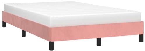 Bettgestell Polsterbett Bett mit Stützbeinen Bettrahmen mit Lattenrost für Schlafzimmer Schlafzimmerbett 120x200 cm Bed Frames Rosa Samt Sperrholz