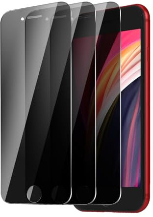 BIESHKJ 3 Pièces,pour iPhone SE 2020 / SE 2022 8/7 / 6 / 6S Anti-Espion Verre Trempé Protection Film,Protection D'écran Anti-Espion, Protecteur D'écran de Confidentialité, Dureté 14H , Anti-rayures
