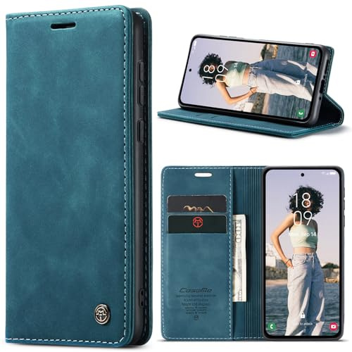 Azororo Coque pour Samsung Galaxy A35 5G Premium Housse Cuir Protection Pochette Rabat Portefeuille Flip Case Porte Magnétique Coque Étui pour Samsung Galaxy A35, Bleu Vert
