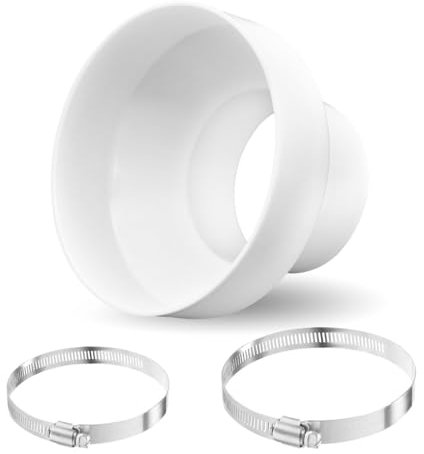 Abluftschlauch Adapter 150 mm auf 100 mm mit 2 Edelstahl Schlauchschellen, Reduzierstück 150 100 Reduzierverbinder Reduzierstück Rohrverbinder für Klimageräte Universal Lüftungssystem Adapter