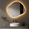 Hopibath Badezimmerspiegel Led Badspiegel mit Uhr, Asymmetrisch, Touch-Schalter, Dimmbar, 3 Lichtfarbe Einstellbare Spiegel Bad mit Beleuchtung, Organischer Wandspiegel, 74x84 cm