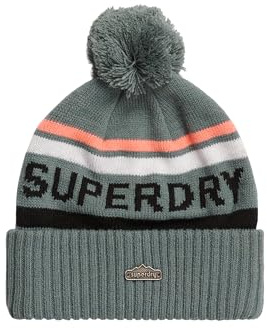 Superdry Damen Beaniemütze aus Strickgewebe Damen Logo Sturmwetter Blau 1SIZE