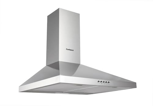 Corberó - Campana Decorativa Pirámide | KURAMATHI400FNX | 60 cm | Caudal 409 m³/h | Motor Inverter 65W | 3 Velocidades | 2 Filtros de Aluminio | Filtro de Carbón | E.Energética A | Inox