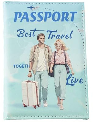 Generico Travel Passport Cover - Passport Holder Lock with Card Slot and Pass Pocket for Edge-Elegant Faux Leather Travel Wallet for Men and Women- Passport, blue, Two persons, Please refer to