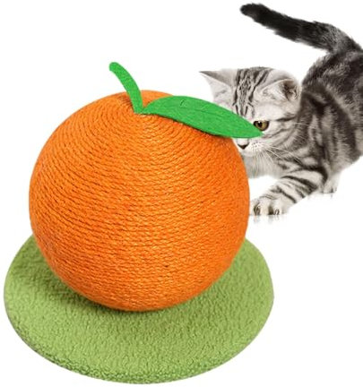 Kratzbaum für Katzen, niedlicher Obst-Kratzbaum mit natürlichem Sisalseil für Schlafzimmer und Salon, Katzenbaum, geeignet für Indoor-Katzen und Kätzchen (Orange)