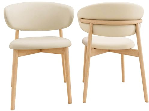 Generico Sedie Sala da Pranzo Sedie Cucina con Gambe in Legno Set da 2 Sedia Imbottita Senza Braccioli per Ristorante Soggiorno (Legno)