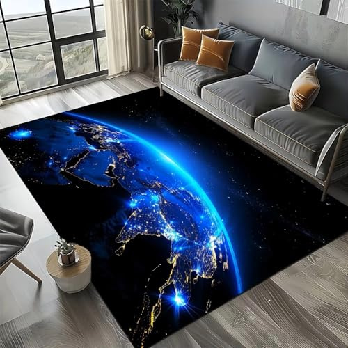 PEIHUODAN Gaming Teppich Wohnzimmer Weltraum Thema Cool Galaxy Star 3D Muster rutschfest Waschbar Mädchen Jungen Kinder Gamer Teppich Kinderzimmer Jugendzimmer Deko (Farbe 2,120x180cm)