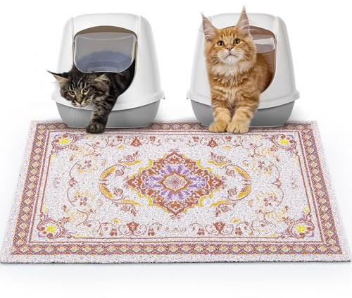 Hedgeink Katzenklo Matte Rutschfeste Wasserdichte Katzenstreumatte Waschbar Weich zu den Pfoten Urinfeste Bodenmatte für Wohnungskatzen, 85 x 57 cm