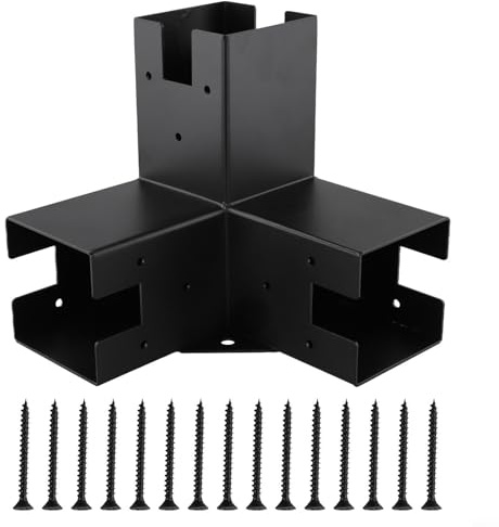 TONIXY Kit di staffe per pergola, travi in legno, supporto rialzato ad angolo retto, staffa angolare per pergola, kit base per palo per pergola, design parasole (3T)