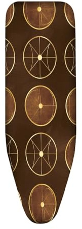 Bügelbrettbezug 120X40 Braun Gold mit Schnurbindung & Stretch System - Hitzebeständig, Reflektierend, Waschbar Strapazierfähig und Leicht Anzubringen Bügelbrett Bezug