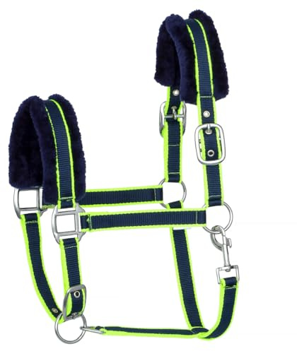 Start Pferdehalfter verstellbar gepolstert – Robustes Nylon Stall- & Weidehalfter mit Polsterung für Komfort und Schutz, ideal für Training, Transport & Alltag (Dunkelblau/Grün, Pony)