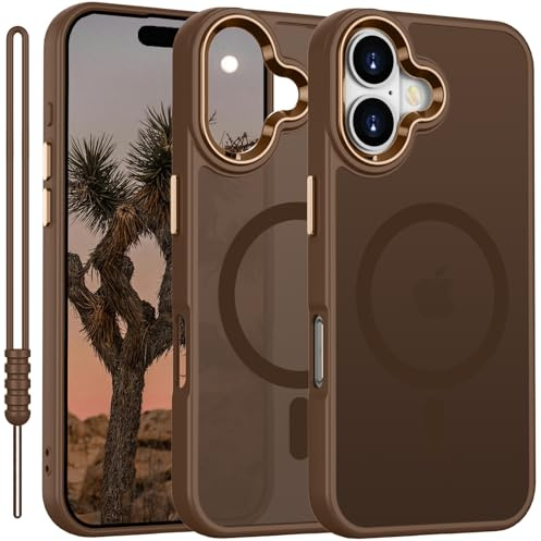 YUANDMI für iPhone 16 Hülle Kompatibel mit MagSafe, Handyhülle für iPhone 16 Magnetisch Leicht Dünn Matte Touch, rutschfest Kratzfest Schutz Stoßfest Hülle Braun