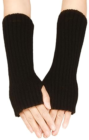 Aniyan 1 Paar Armstulpen Damen Winter – Gestrickte Fingerlose Handschuhe, Warme Pulswärmer Armwärmer aus 100% Acryl, Weich & Dehnbar für Büro, Schule & Outdoor (Schwarz)