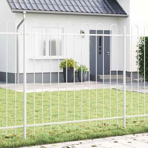 QJBSAVVA Gartenzaun Weiß 680 x 3,4 x 200 cm Pulverbeschichteter Stahlzaun Modernes Industrie-Design Robuste Einfriedung für Garten Terrasse und Vorgarten