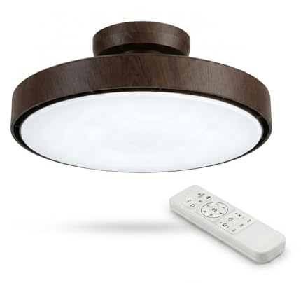 azorex Ventilador de techo sin aspas 56W silencioso con luz LED regulable | Motor DC 6 velocidades | 2 luces | Mando a distancia | Temporizador | Modo invierno/verano | 50 cm (Madera Oscura)