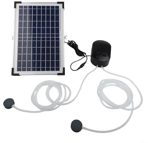 15 W Solar-Teichbelüfter mit 4400 mAh Batterie-Backup, 3 Modi hoch/widerstandsfähig/intermittierend, 2 Luftsteine 3 l/min Blasenvolumen für Aquarium, Garten, Teich, Hydrokultur, verstellbares