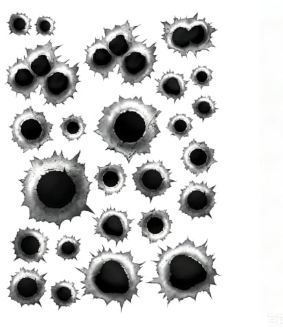 YFelomatric Einschuss-Löcher Sticker Set, 3D Optik - wetterbeständig - Sticker Bullet-Holes - für Auto, Fahrzeuge, Roller, Moped, Fahrrad, Laptop