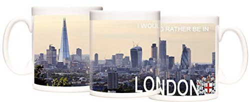 KAZMUGZ LONDON MUG. Beautiful I WOULD RATHER BE in LONDON MUG, The Shard & The Gherkin. London cityscape skyline mug