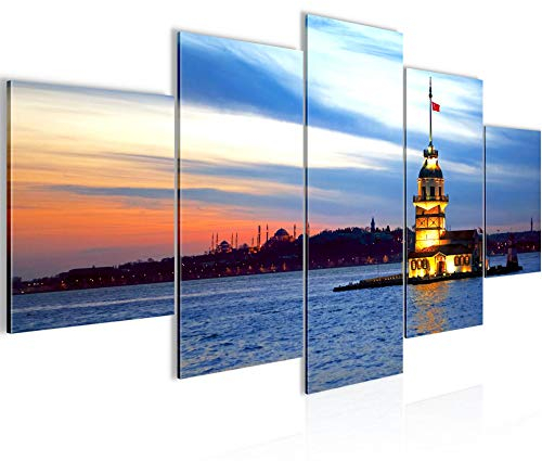 Runa Art - Bilder Istanbul Türkei 200 x 100 cm 5 Teilig XXL Wanddekoration Design Blau 604151a