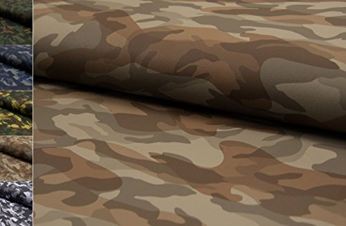 StoffBook EDEL Baumwolle Leder-Beschichtung Camouflage Stoff Stoffe, D294 (BRAUN)