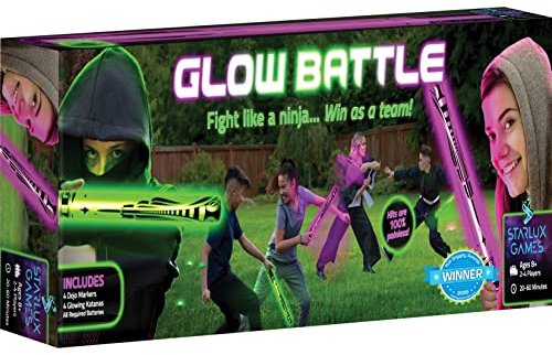 Starlux Games Glowing Ninja Schwerter Set ab 8 Jahre (4 Katanas) - Kinder Lichtschwerter Kids Glowingtoys - Ninja Schwert Spielzeug Lightsaber - Geschenke für Kindergeburtstag an Kinder & Jugendliche