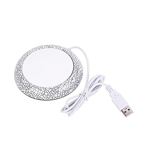 USB-Holzmaserung, Tassenwärmer, Wärme, Getränkebecher, Matte, für Zuhause, Büro, Schreibtisch, beheizte Kaffee, Tee, Becher, Pad (weißes Porzellan)