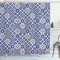 ABAKUHAUS marokkanisch Duschvorhang, Alte Retro Fliesen, Stoffliches Gewebe Badezimmerdekorationsset mit Haken, 175 x 180 cm, Grau Blau