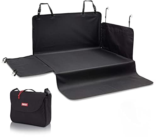 BARTSTR Kofferraumschutz Hund 200x110 cm, Universal für Kombi Kofferraum, Schutzmatte Wasserabweisend & Stoßstangenschutz, Plus Schultertasche
