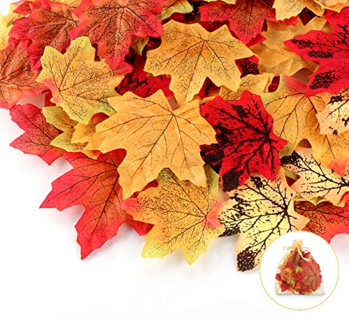 Sweelov 250 Stück künstliche Ahornblatt Herbstlaub Blätter Ahorn Laub Simulation Ahornblatt Für Halloween Erntedankfest Weihnachten Unterlage Wandbild, 5 Farben