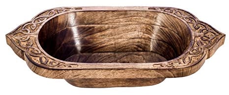 Divit Shilp Bandeja de madera natural, cuenco para servir ensalada, verduras y frutas, bandeja grande y profunda para la familia, fiesta. (Viking Bowl)