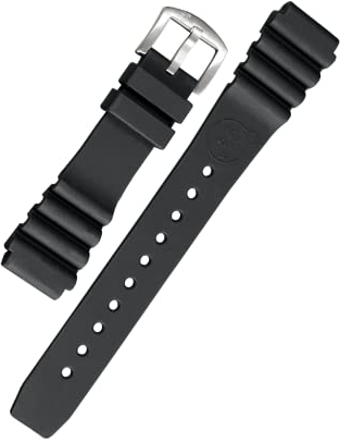 BOMBFROG Taucheruhr Uhrenarmband 20mm Silikon schwarz, Edelstahl-Dornenschließe silber - Uhrenarmband Taucheruhr Herren und Damen