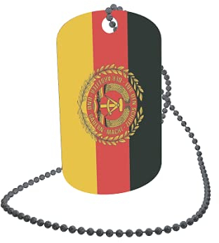 U24 Dog Tag Erkennungsmarke ID Tag an Kette Flagge DDR NVA Truppenfahne Alu 30 x 50 mm