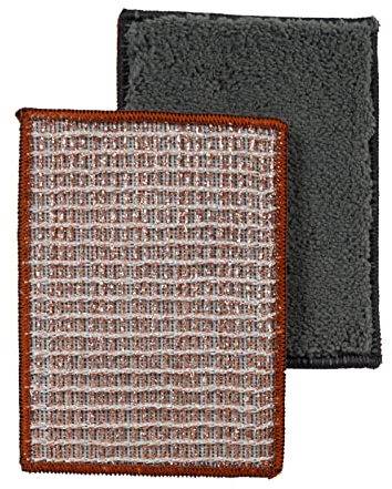 Sonty 2 Stück ÖKO Topfreiniger antibakteriell, Topfschwamm mit Kupfer und Microfaser, 15 x 10 cm grau (2)