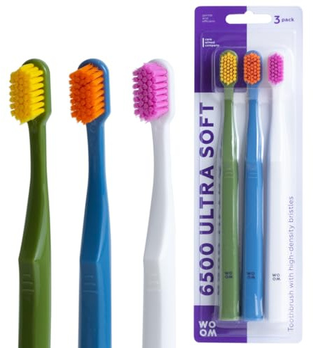 WOOM 6500 ULTRA SOFT TOOTHBRUSH ultra weiche Zahnbürste Mix (3x Farbmix)